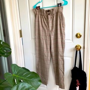 Madewell Paperbag Trousers in Glen Plaid NWT